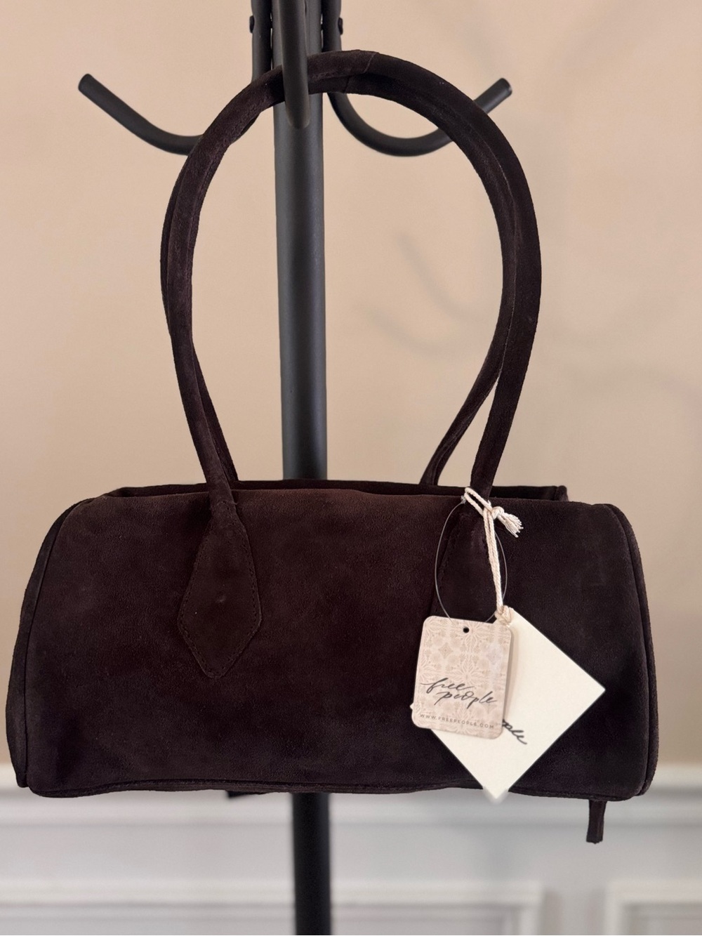 Free People Dark Brown Sierra Suede Shoulder Bag - Picture 3 of 14